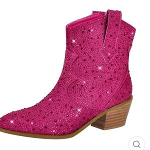 Pink Rhinestone Ankle Boots